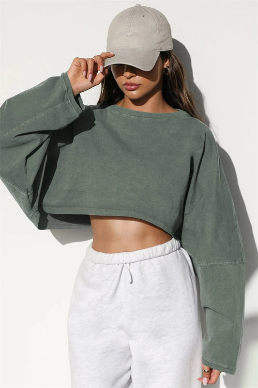 Comfy Dropped Shoulders Oversized Crop Sweater